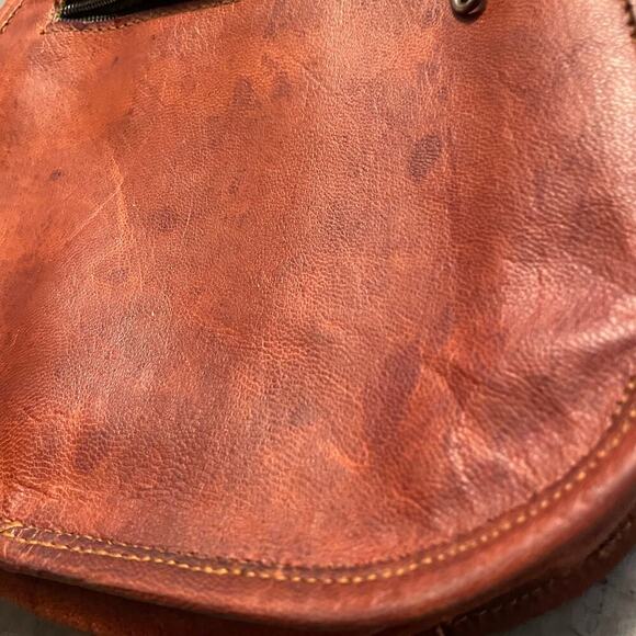 Vintage Brown Genuine Waxed Leather Crossbody Purse Shoulder Bag Handmade Retro - Picture 4 of 15